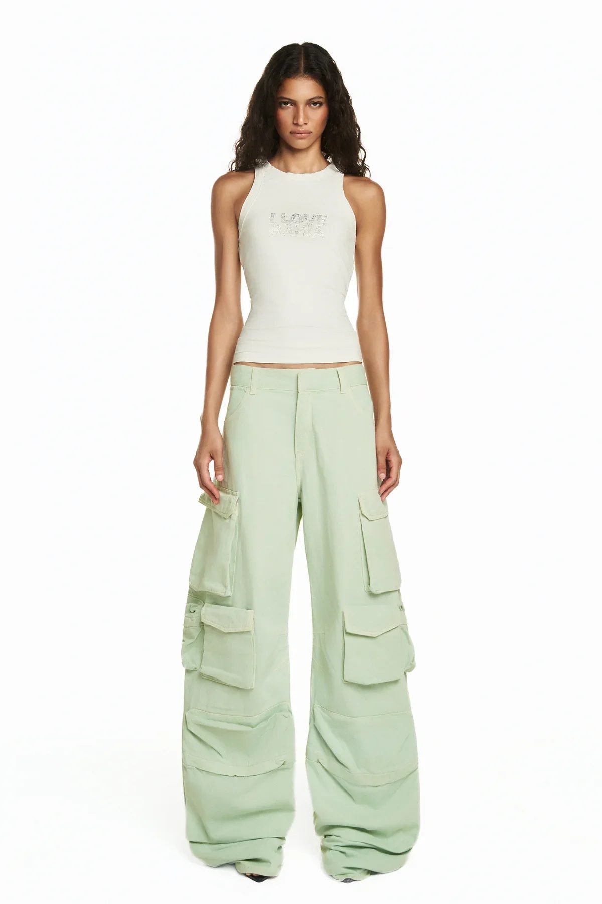 Calça Múltiplos Bolsos Verde Claro