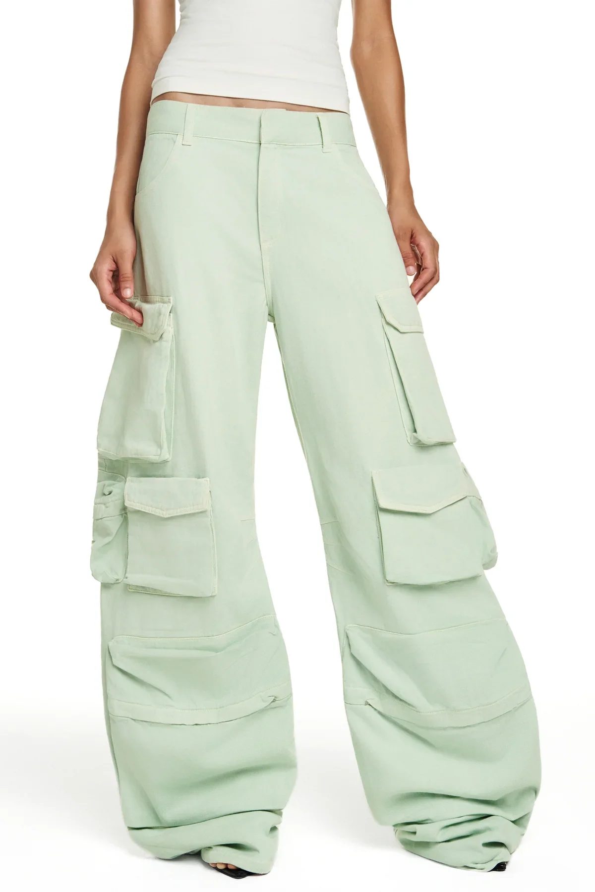 Calça Múltiplos Bolsos Verde Claro