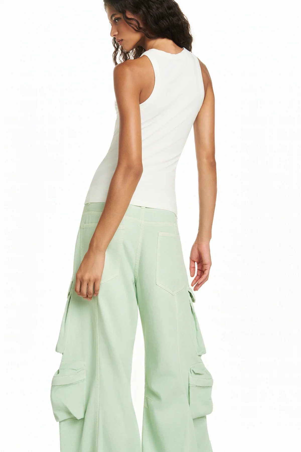 Calça Múltiplos Bolsos Verde Claro