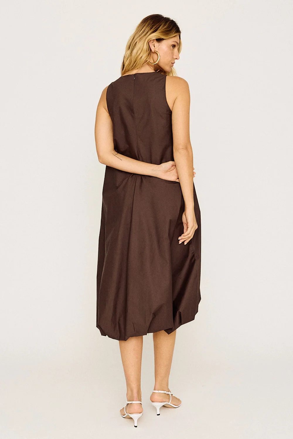 Vestido Longo Balonê — Marrom