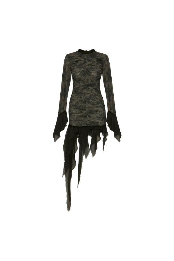 Vestido Drapeado Manga Longa