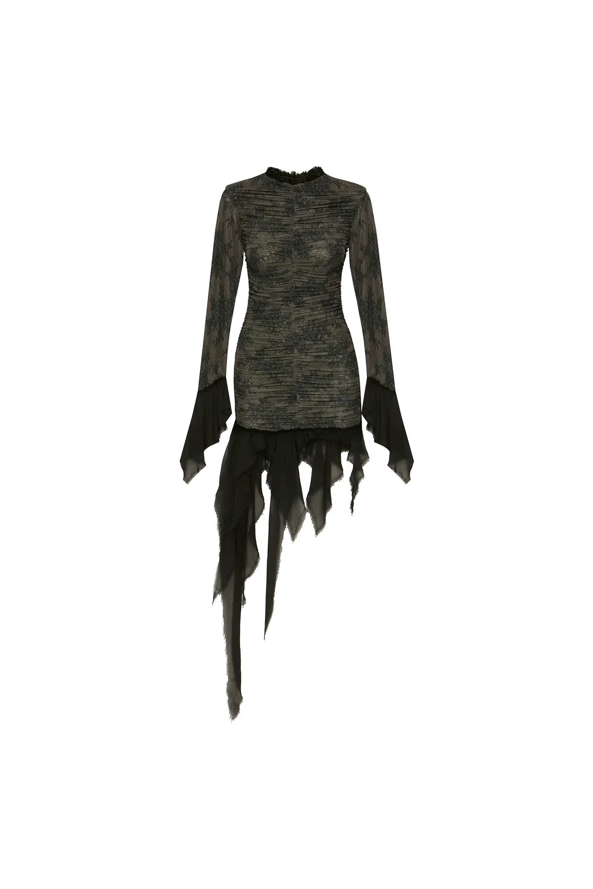 Vestido Drapeado Manga Longa
