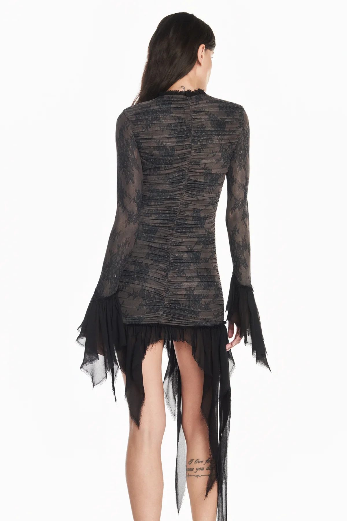 Vestido Drapeado Manga Longa