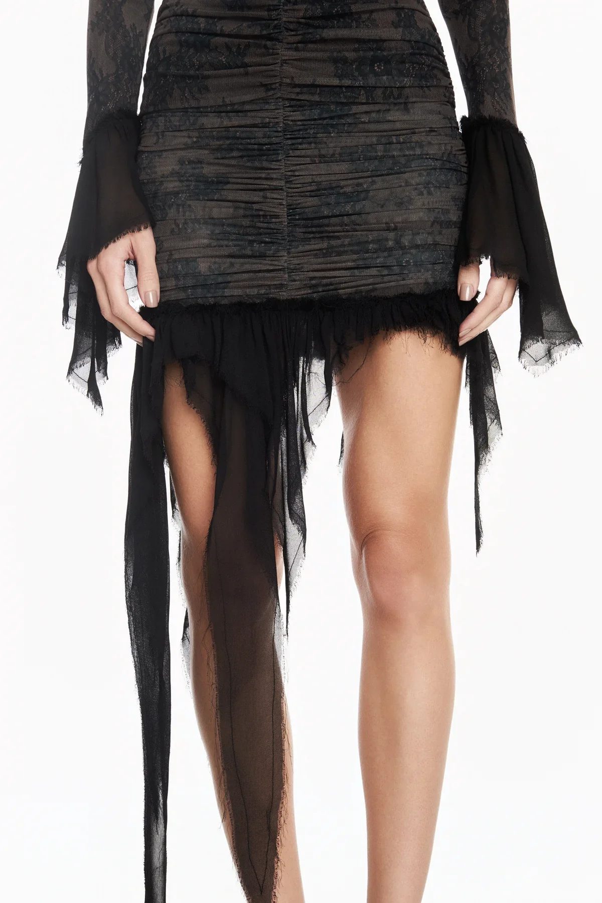 Vestido Drapeado Manga Longa