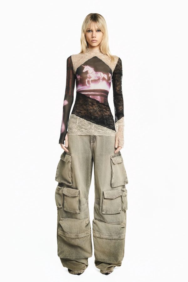 Calça Múltiplos Bolsos Cinza