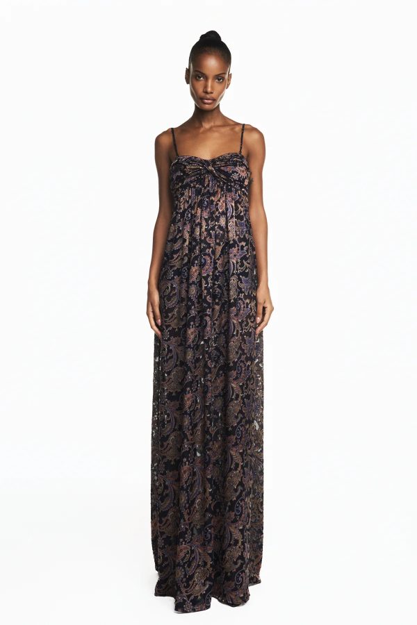 Vestido Longo Georgete Azul Marinho