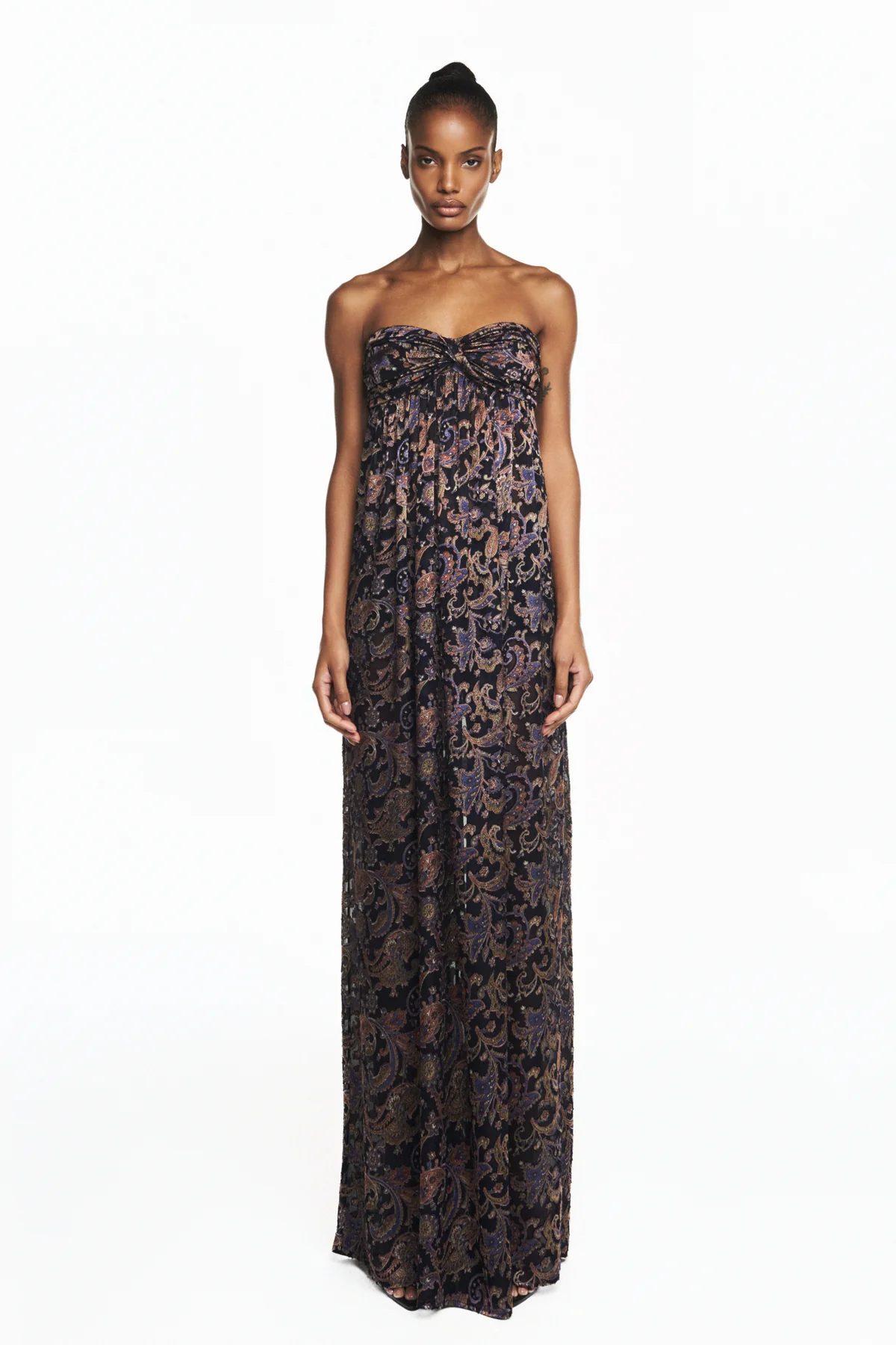 Vestido Longo Georgete Azul Marinho