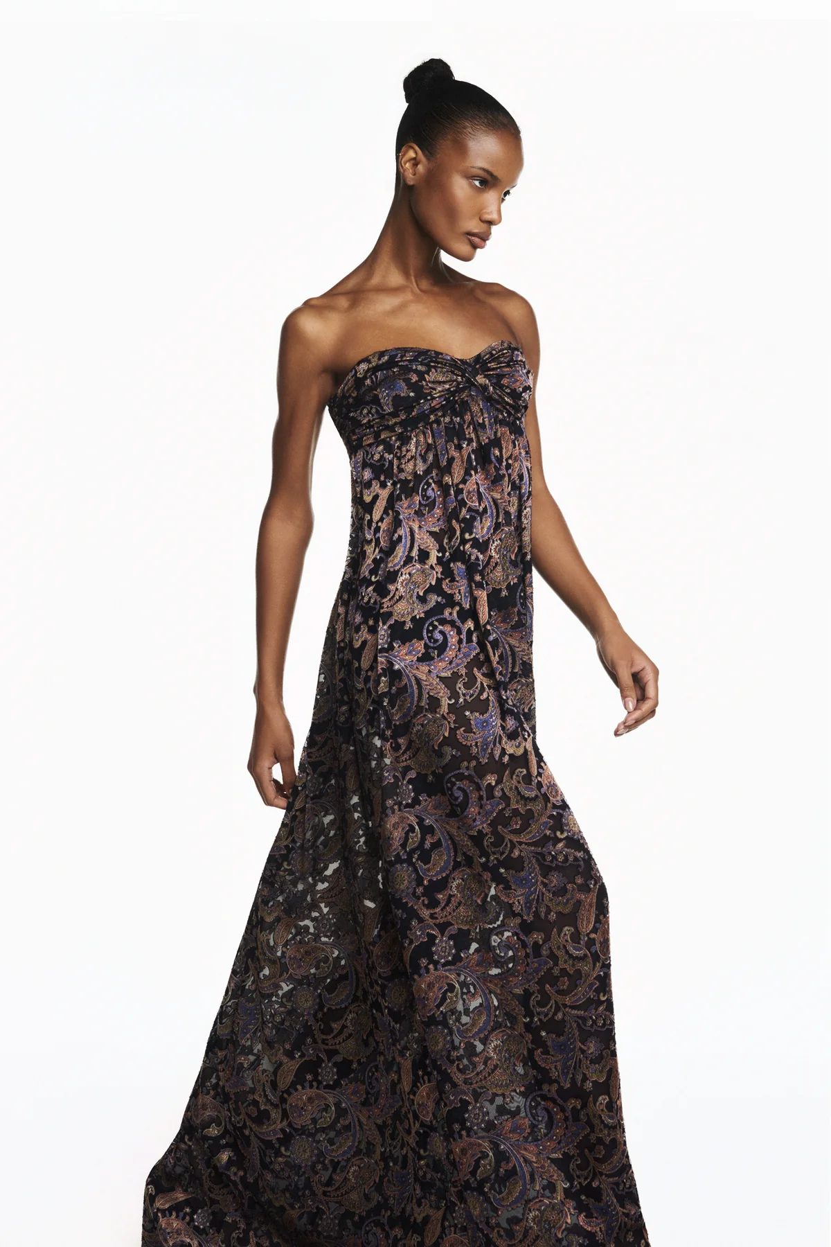 Vestido Longo Georgete Azul Marinho