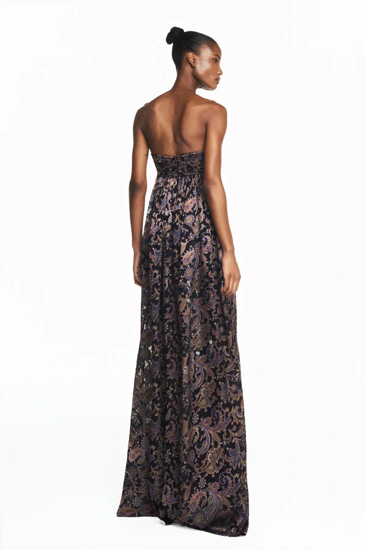 Vestido Longo Georgete Azul Marinho