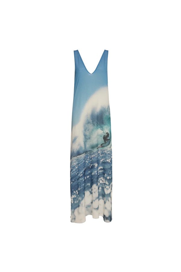 Vestido Longo Georgete Azul