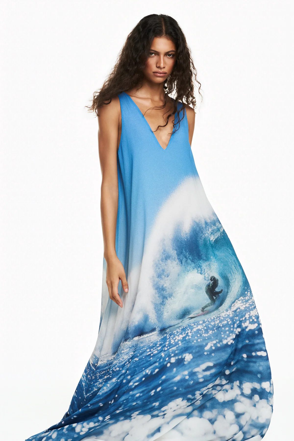 Vestido Longo Georgete Azul