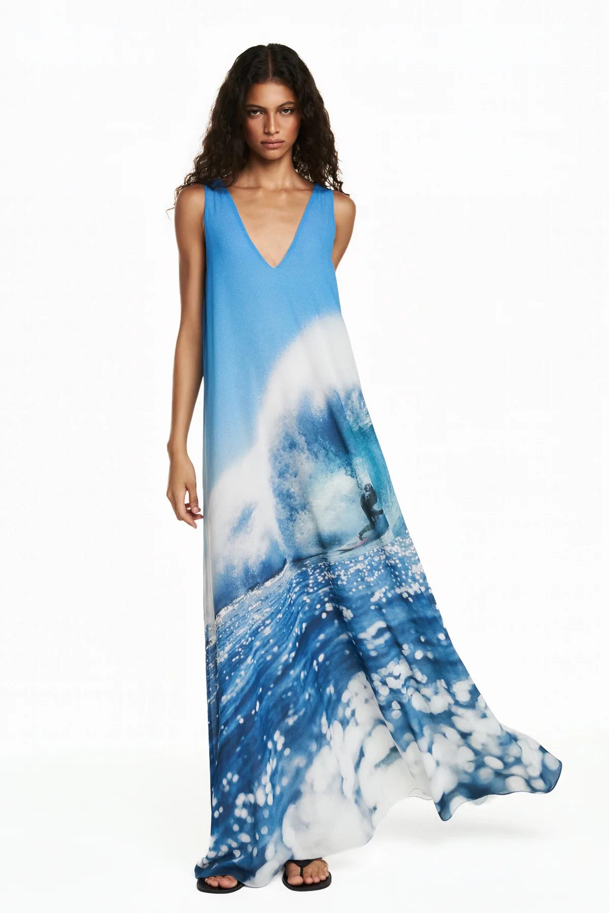 Vestido Longo Georgete Azul