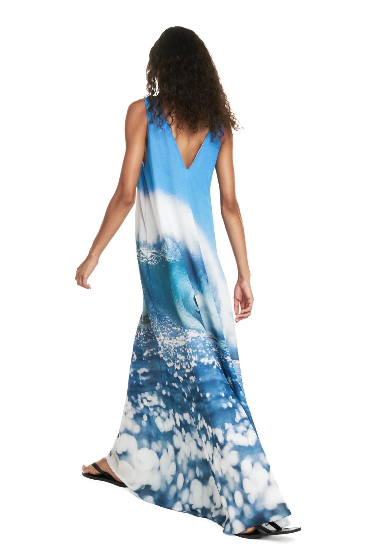 Vestido Longo Georgete Azul
