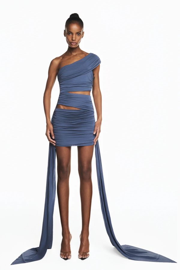 Vestido Malha Curto Azul